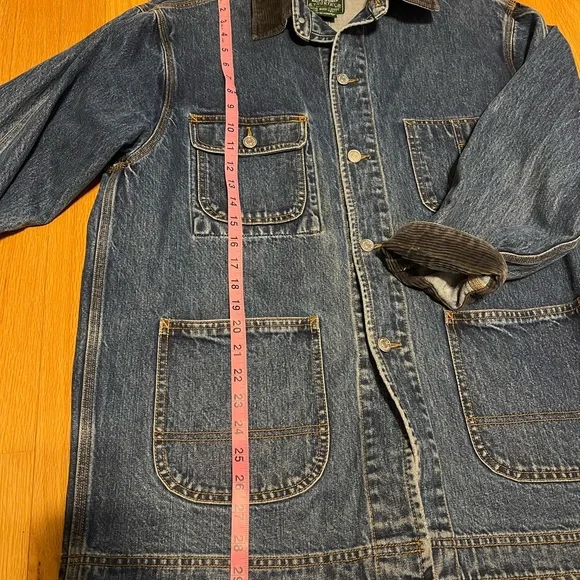 Vtg Ralph Lauren Country Denim Jacket Workwear Chore Coat Med Blue Distressed - Picture 12 of 14
